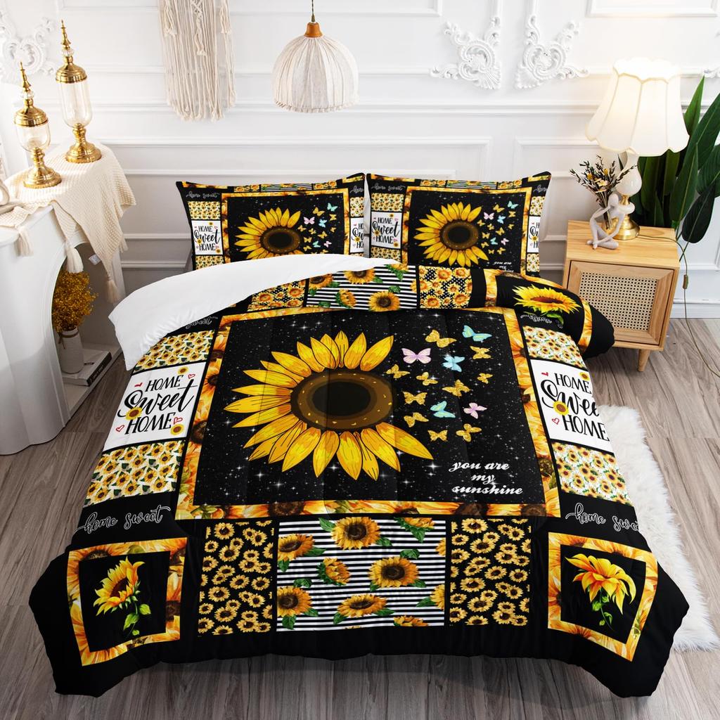 Sunflower Duvet Cover Set Sea Turtle Comforter Cover Set Kids Soft Polyester Quilt Covers With 2 Pillow Cases Floral Bedding