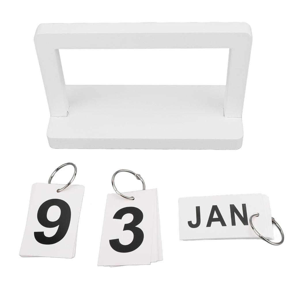 Vintage Flip Calendar Turn Page Month Date Display Wooden Desk Calendar Ornament for Home