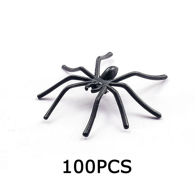 WTEMPO 100PCS Plastic Spiders Halloween Realistic Spiders Black Fake Spiders Small Spider Modle for Prank Haunted House Halloween Party Supplies