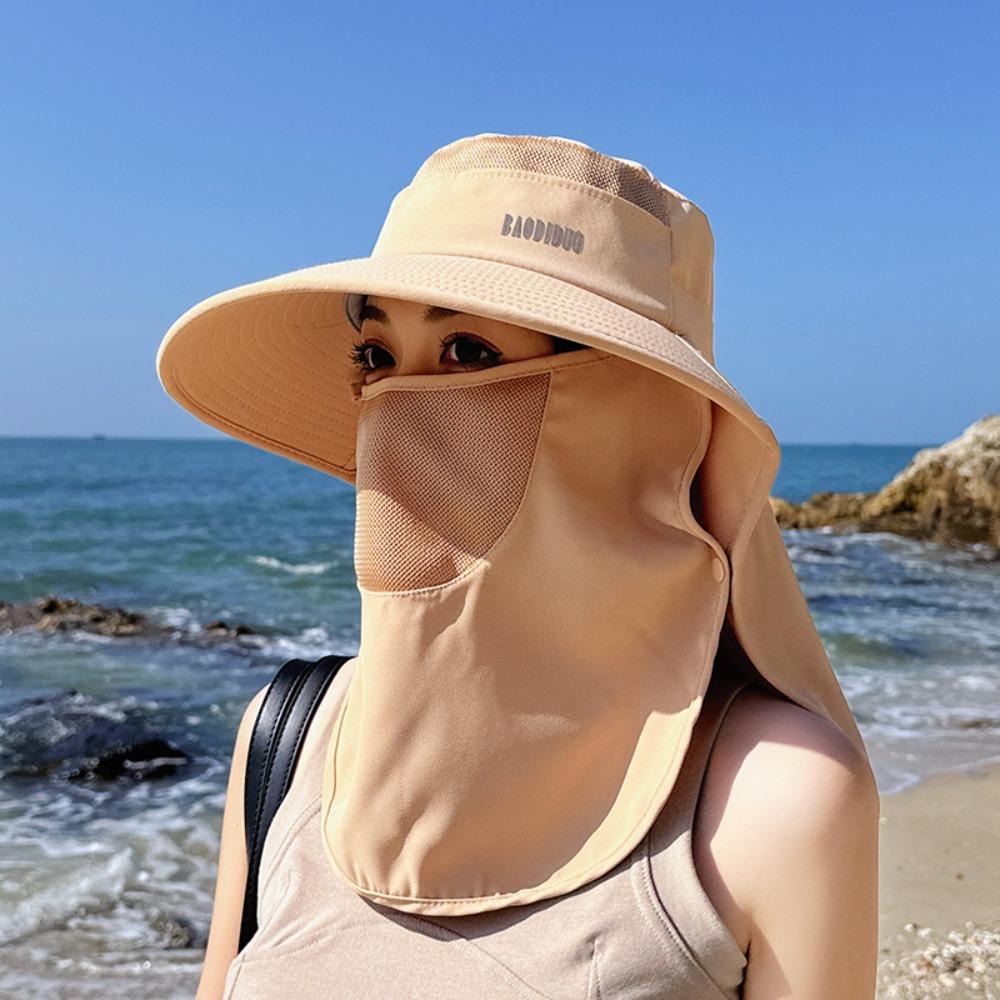 Neckline Mask Women Sun Hat Face Mask Sunscreen Bucket Hat Elegant Tea Picking Hat Riding