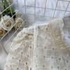 Summer Women's Embroidered Two Piece Sets Vintage Lace Splice Floral-Button Tops and Slimming Shorts Sets