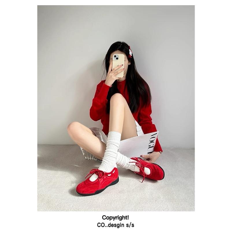 Módní Niche Design Kontrastní Barvy Tenisky Dámské Ležérní Boty Mary Jane Kulatá Špička Plochá Podrážka Německé Tréninkové Boty