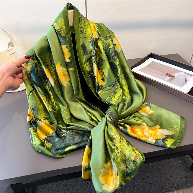 Spring Summer Thin Printed Sun Protective Flower Scarf Long Scarves Women Shawl Versatile Headscarf Wrap Fashion Beach Bandana
