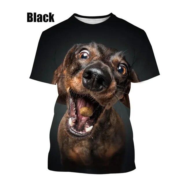 

Летняя мода, мужские и женские повседневные топы с короткими рукавами, футболка с таксой и 3D принтом 4XL