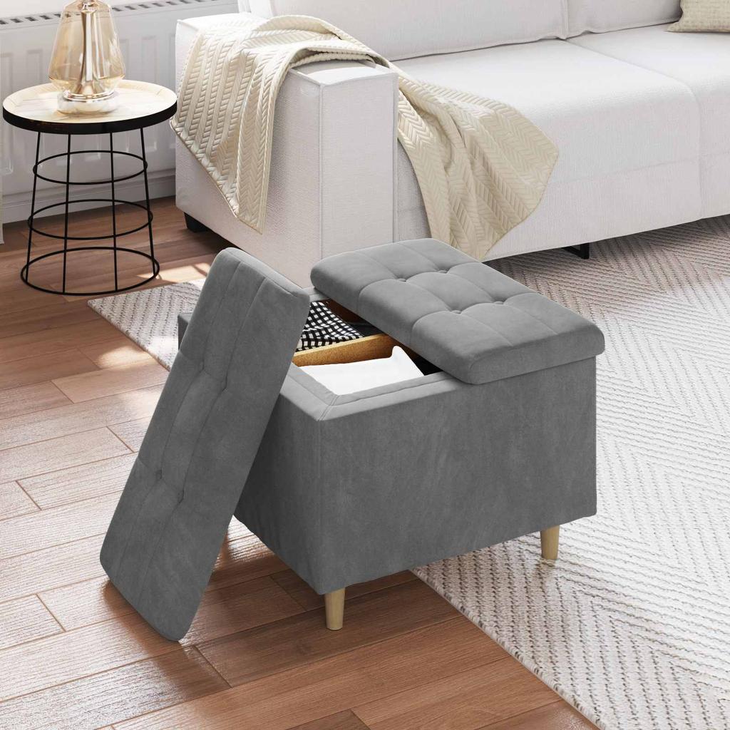 Storage Ottoman Dark Grey 60 x 60 x 45 cm Velvet