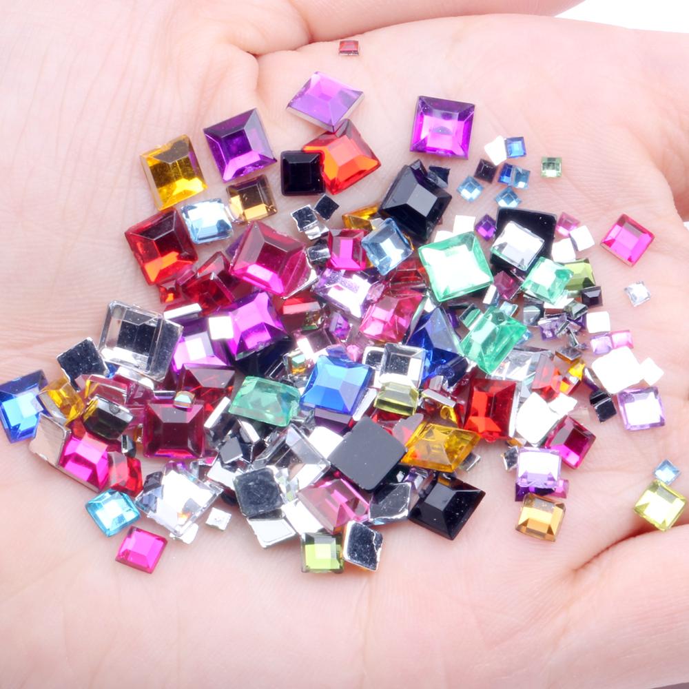 Hot Sale 4mm Acrylic Loose 10000pcs FlatBack Square Gems for Crafts Scrapbooking DIY Bags Clothes Nail Art Decoration 4mm 10000pcs