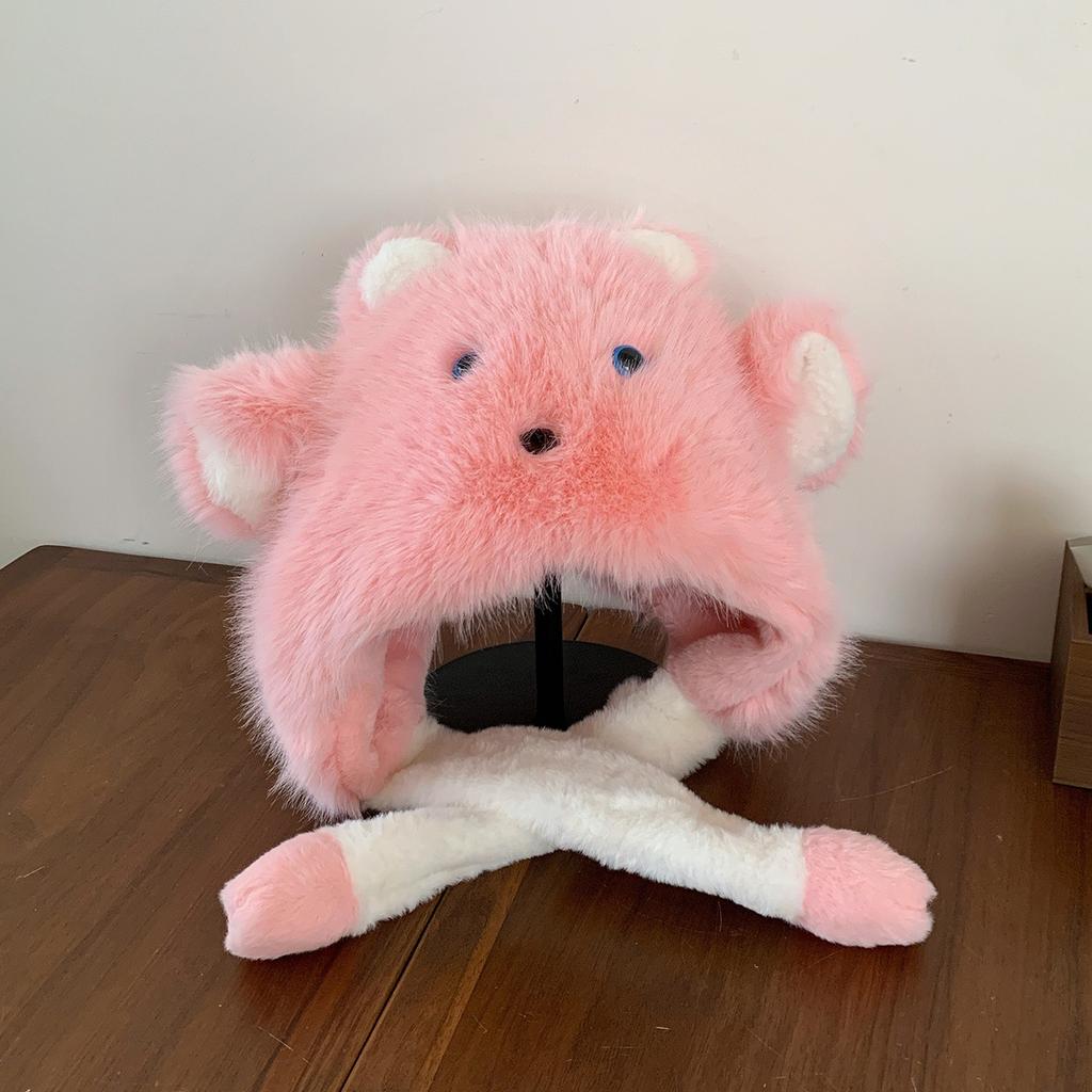 Zhao Ruth Has the Same Cute Lamb Hat for Women, Thickened Warm and Cold Ear Protection Hat In Winter, and the Ears Will Move Two Sets.