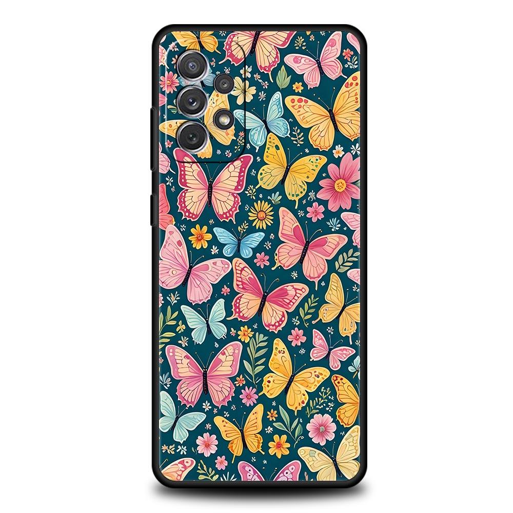 Fjärilsdesign Fodral för Samsung Galaxy A55 A35 A15 A14 A13 A25 A54 A51 A71 A72 A73 A32 A52 A41 5G Mjukt TPU-skal Fundas