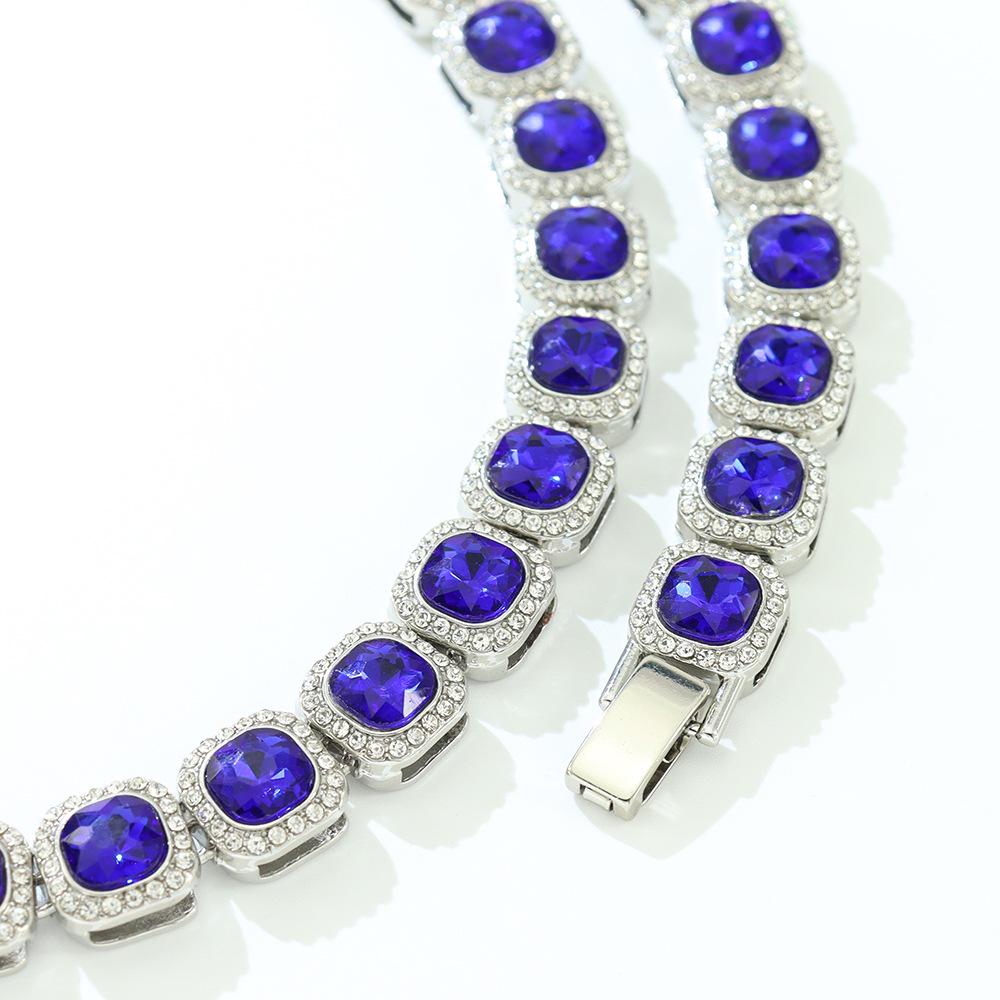 Hip-Hop Street Dance Hoodie with Luxe Sapphire Cuban Chain Choker