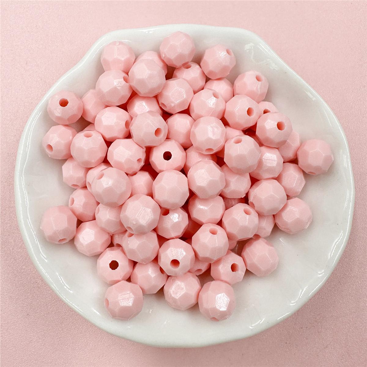 

50 шт. 7,5*8 мм однотонные акриловые круглые бусины разной огранки, детское ожерелье, браслет, подарочная сумка, аксессуары на цепочке для мобильного телефона розовый