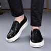 FashionSummer Breathable Board Shoes for Men Fashion Causal Black Cow Suede Loafers Male Black Leather Men's Platform Shoe