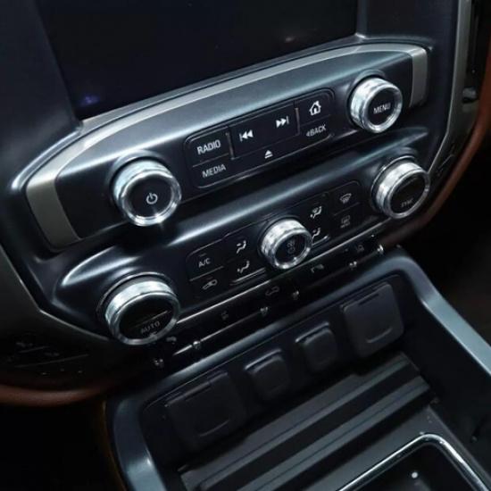 8x Silver Center Console Control Switch Knob Trim For Chevy Silverado 2014-2018