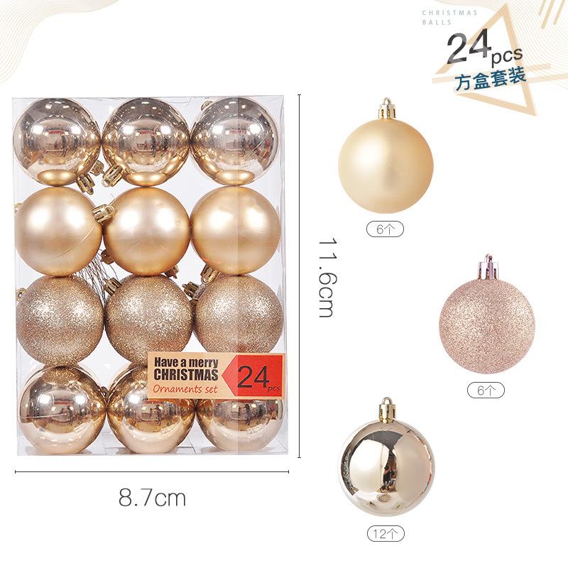 24 Boules De Noël Décoratives 8 Cm – Rose Rouge, Brillantes – Pour Sapin, Mariage, Décoration Maison