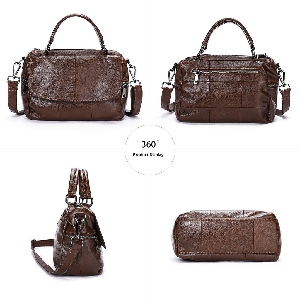 Women's Bag Large Capacity Premium Feeling First Layer Cowhide Women's Shoulder Messenger Bag Casual Handbag Women