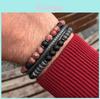 Schwarzes Achat-Perlenarmband für Herren mit handgefertigtem runden Design – ideales Reisegeschenk