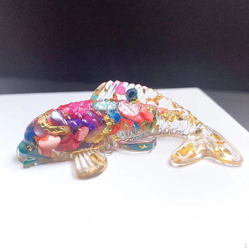 2.3inch Glass Koi Fish Statue Car Ornament Decorative Desktop Decoration for Outdoor Garden Decor