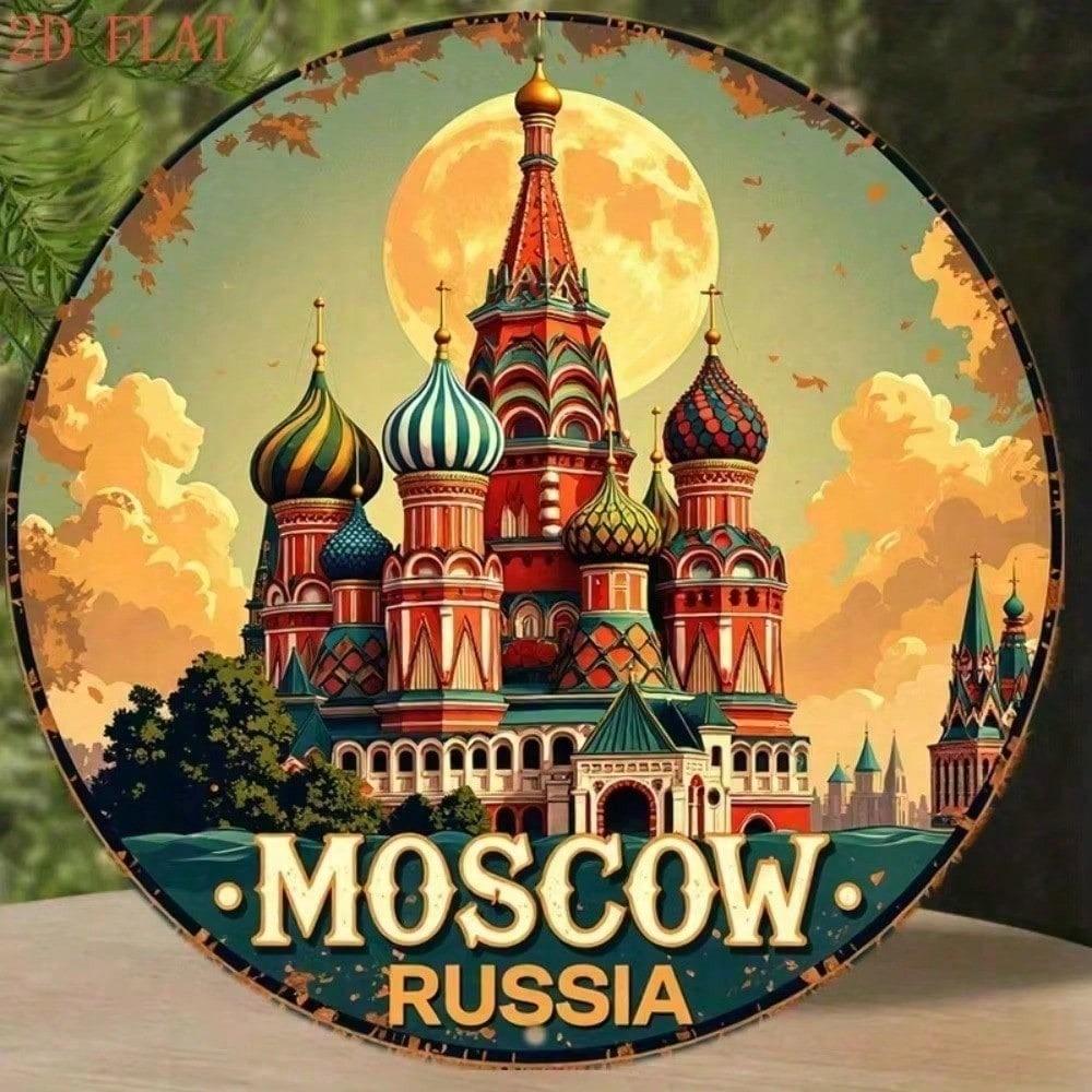 Moscow Kremlin St Basil Cathedral Metal Tin Sign Waterproof Wall Art Home Decor Plaque