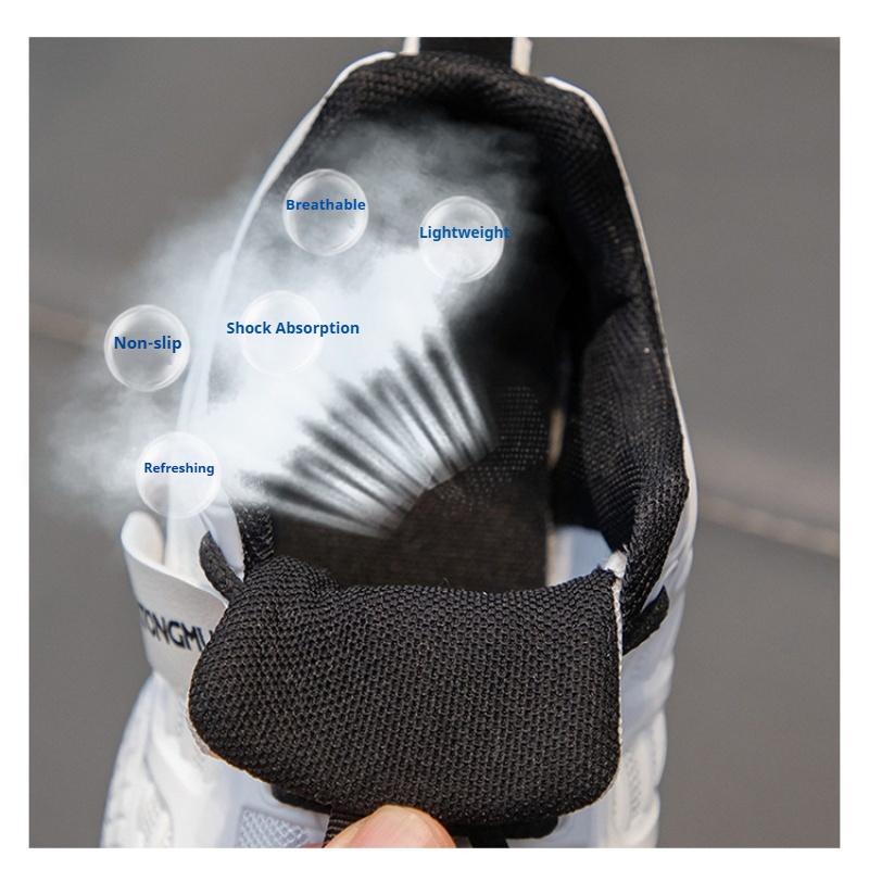 Chaussures de papa en maille respirante pour enfants coréens printemps et été pour garçons et filles, chaussures de sport résistantes à l'usure à semelle souple unie