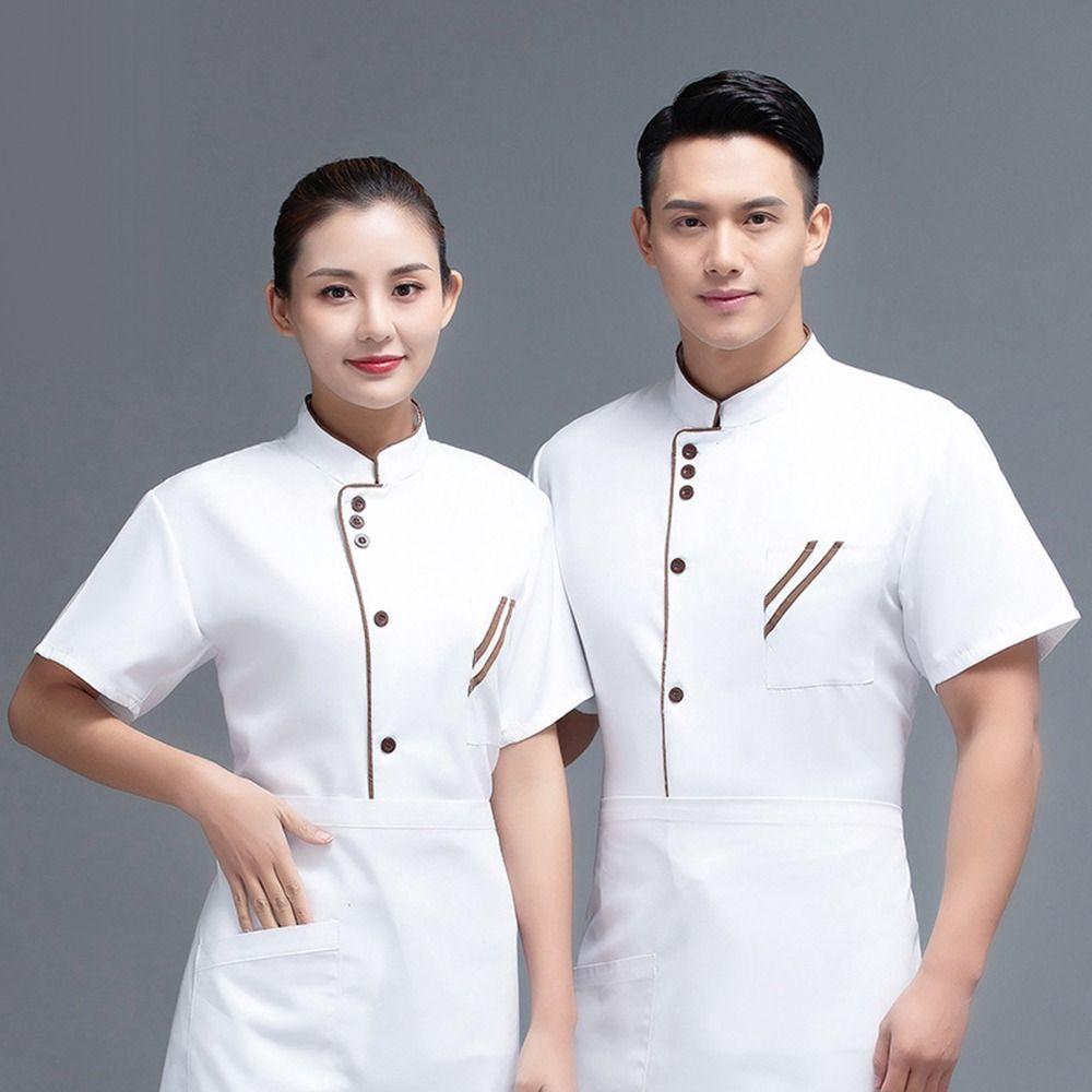 White Chef Clothes Short Long Sleeve Overalls New Work Uniform  Hotel
