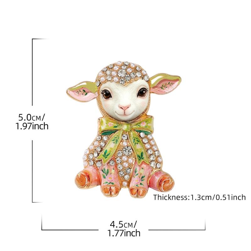 Vintage Ram Head Brooch Sparkling Rhinestone Inlay Eco Friendly Enamel Craft For Daily Wear Party Outfits Jewelry Gifts