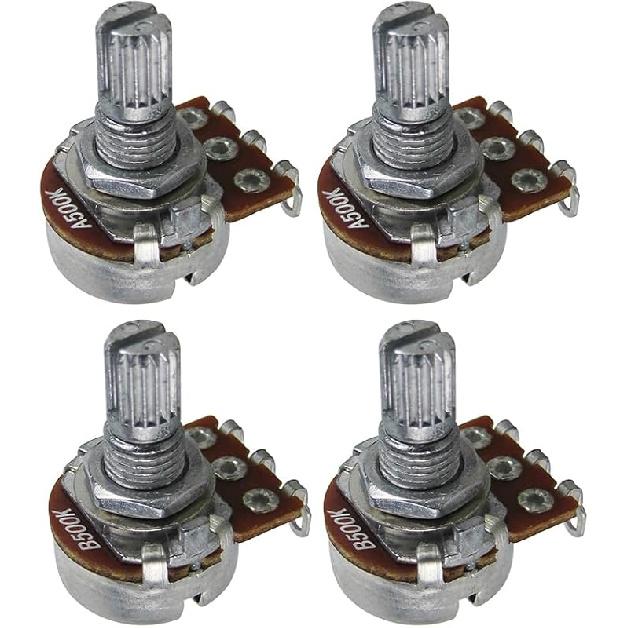 FLEOR A500K+B500K Маленький Размер Гитарные Потенциометры 18 Шлицов Длинный Раздельный Вал Аудио Конусность Потенциометр, Комплект из 4 шт. Short Shaft, A500K+B500K