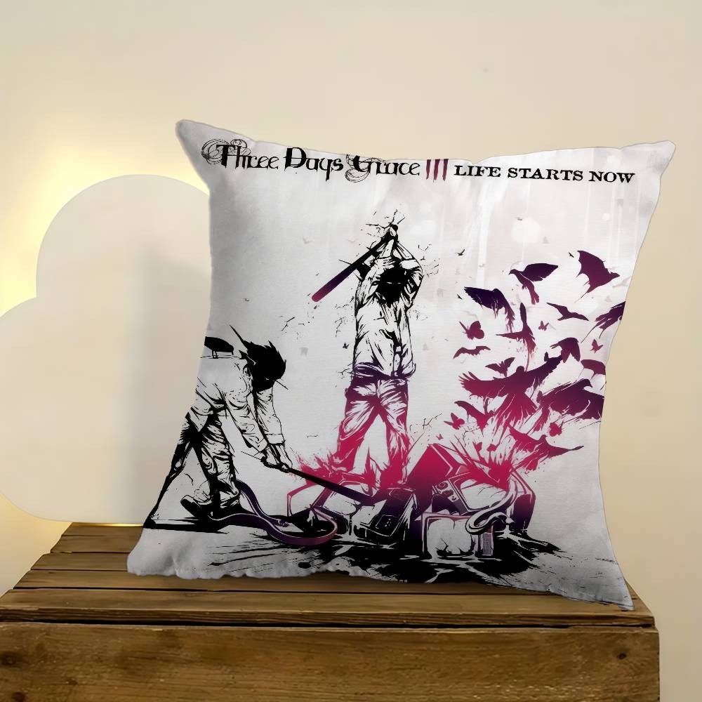 T-Three Days Grace Band Personalized Picture Text Home Decorative Pillows Household Gifts 45X45Cm