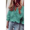 New European American Women's Casual Solid Color Long Sleeve Ruffle V-neck Blouse Top
