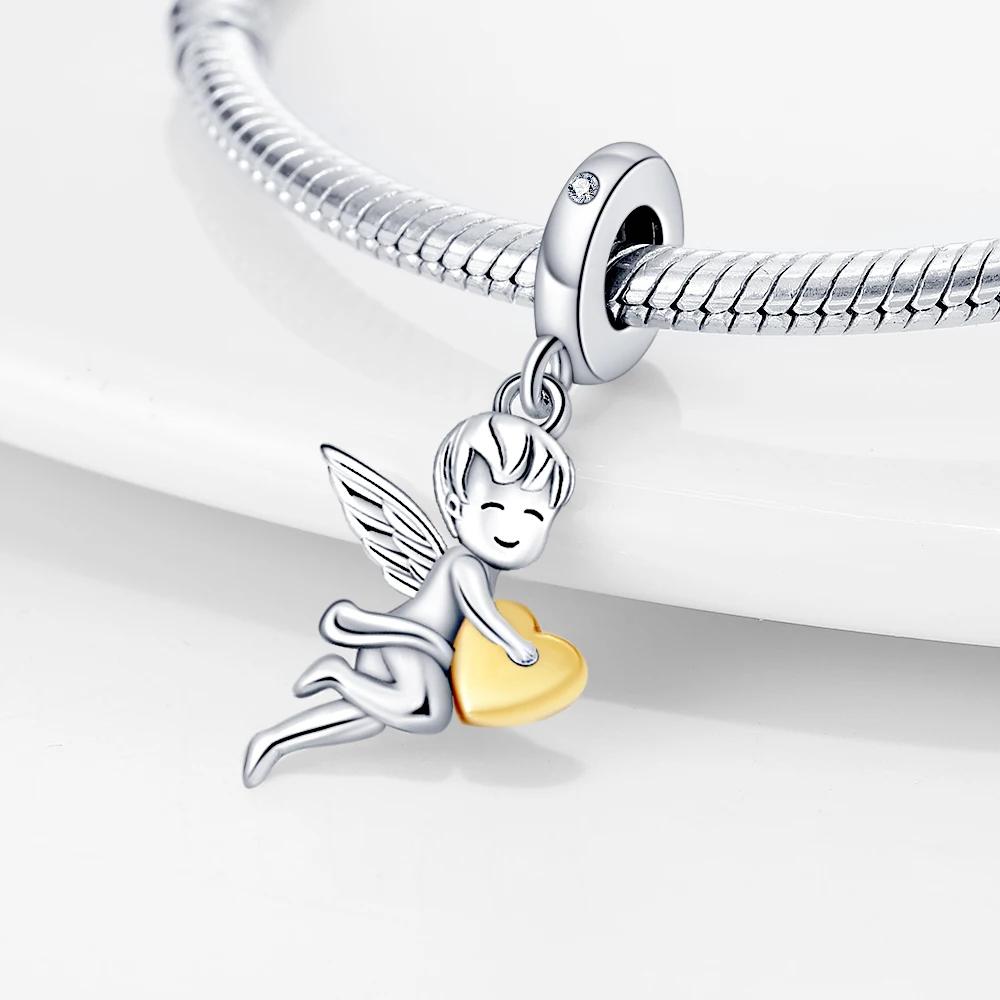 Copperangel Series Guardian Angel Cross Safety Chain Charms Beads For Women Diy Original Bracelet Necklace Jewelry Gift