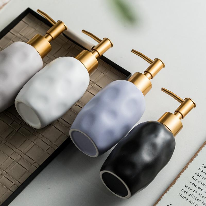 European Ceramic Lotion Bottle Matte Soap Liquid Container Home Hotel Irregular Shampoo Makeup Remover Water Storage Bottle New