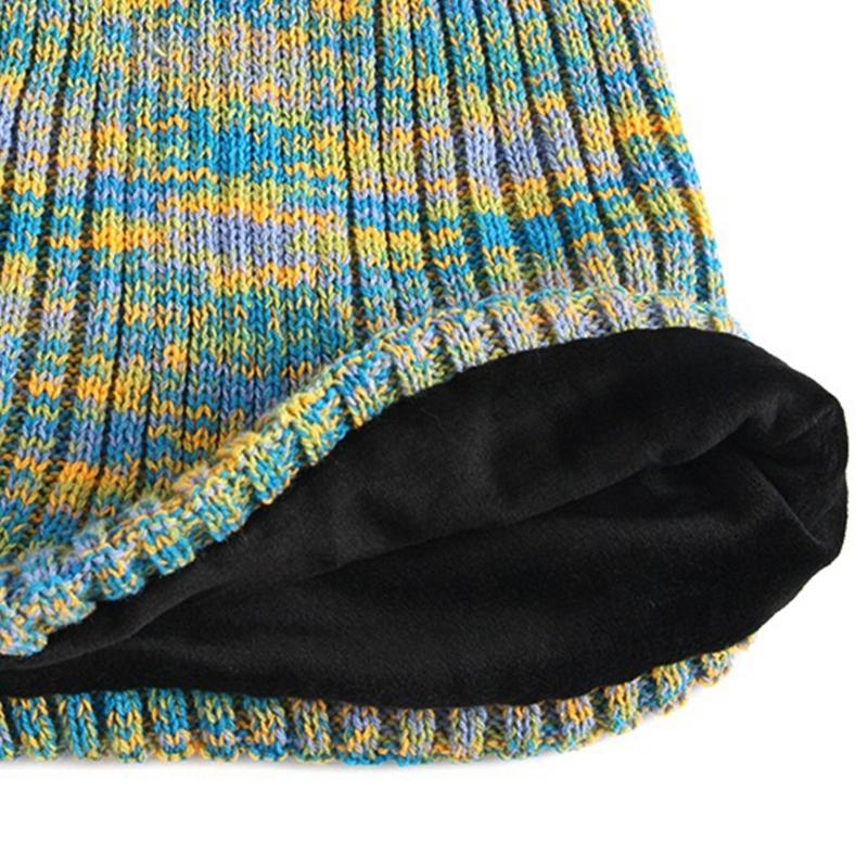 Striped Wool Hat Mixed Color Knitted Hat Ear Protect Warmth Thicken Autumn Winter for Boys Girls Xmas Halloween New Year