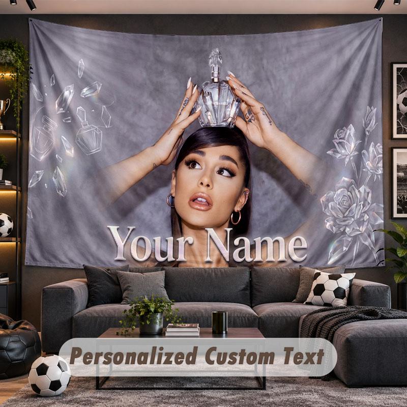 Wall Hanging Tapestry Custom NameAriana Grande Pattern Personalized Printed Fabric Wall Decor
