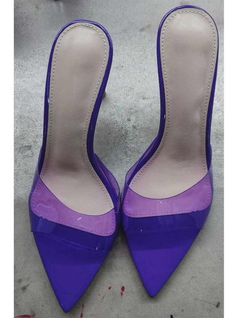 Women's Nude Transparent Stiletto Slippers - Comfortable, Open-Toe High Heels for Outdoor Wear