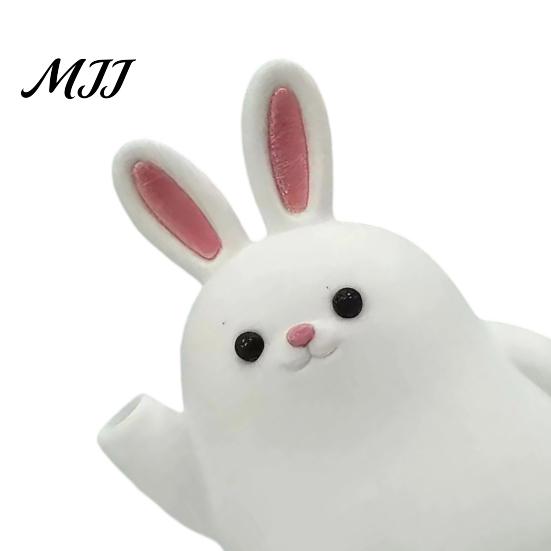 Dried Flower Vase 3D Printed Rabbit Ornament, White Bunny Holder Modern Figurine Container, Animal Shape Desktop Decoration for Home Office Matte