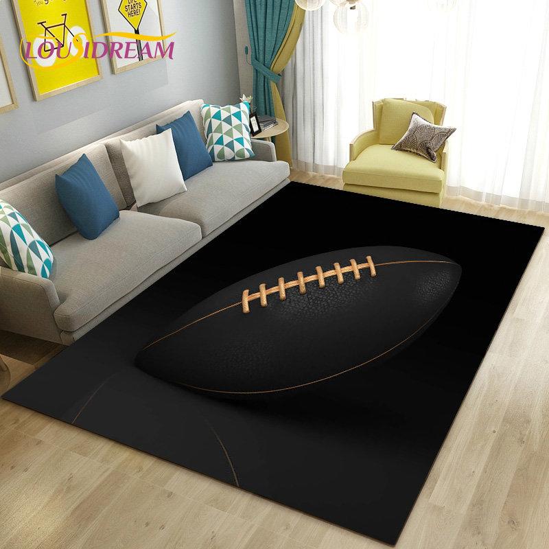 American Football Rugby Area Rug Large,Carpet Rug for Living Room Bedroom Sofa Doormat Decoration, Kids Non-slip Floor Mat 3D
