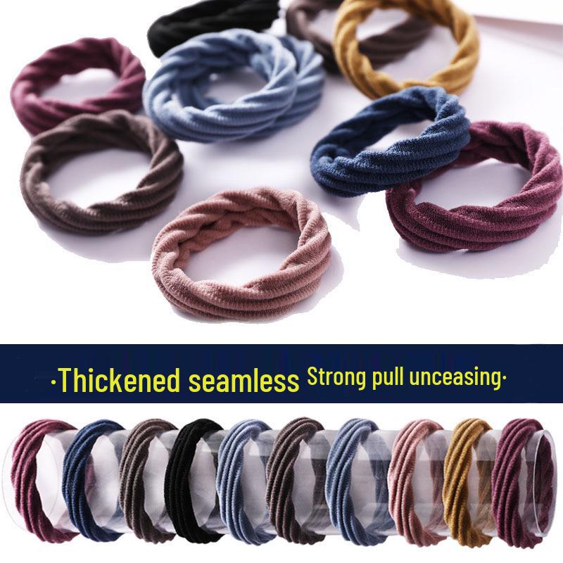 Korean Thickened Seamless Hair Ties: High Elasticity Hair Ropes & Rubber Bands for Women