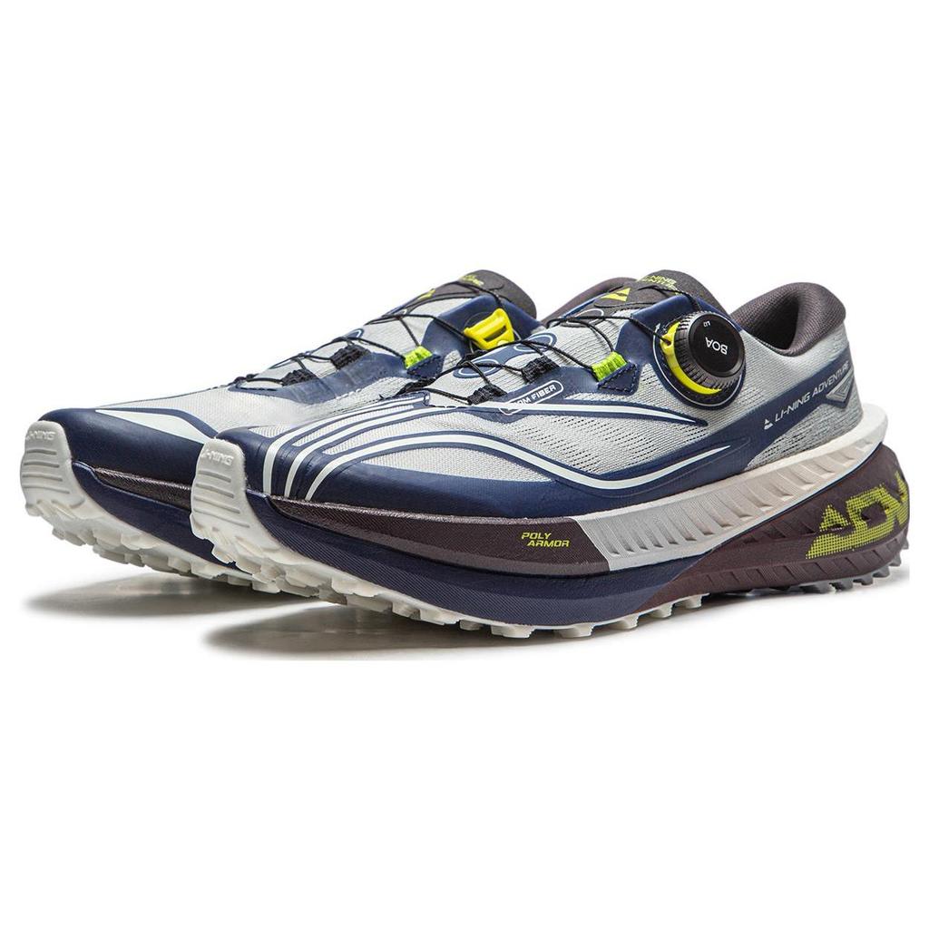 Li Ning De Lucas PRO Cushioning Slip Resistant Abrasion Resistant Low top Running Shoes Men's Gray Blue ARNT001-5