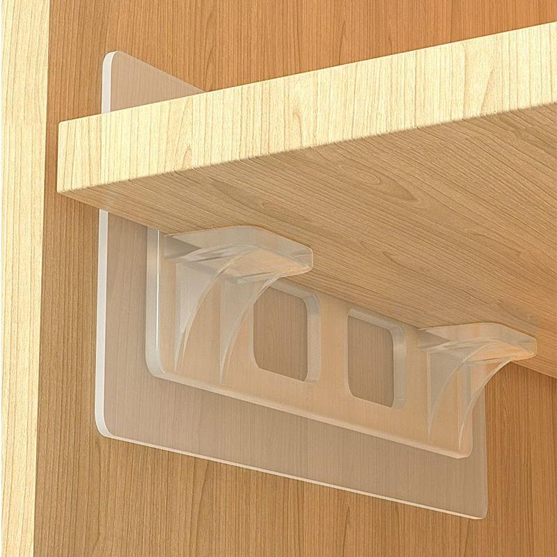 Enhanced No-Trace Adhesive 90° Corner Shelf Bracket for No-Drill Wardrobe Partition.