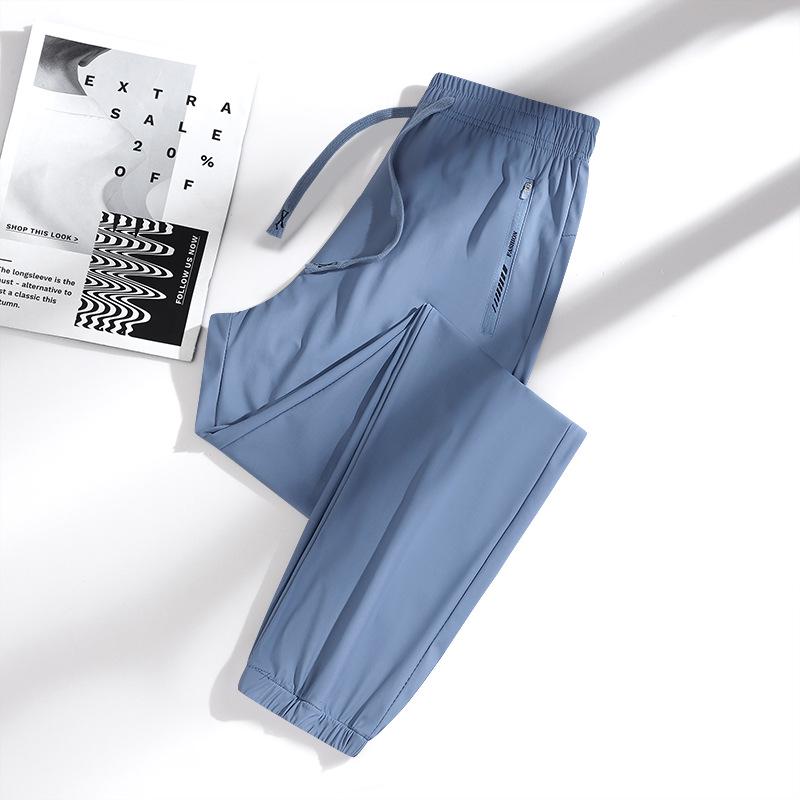 Unisex Quick-Drying Rainbow Sports Pants - Summer Ice Silk Sun Protection, Loose Fit, Straight Leg, Cuffed