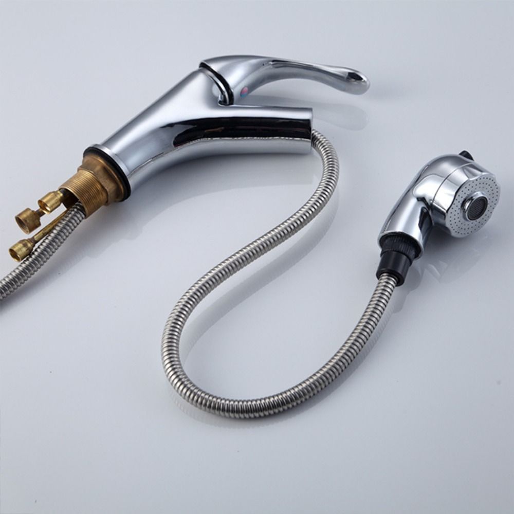 Large Head Design Pull Out Faucet Retractable Pull-Out Structure Mixer Tap Hotel Restroom