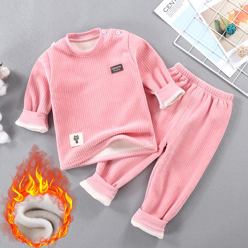 

Детское зимнее термобелье, одежда, костюм, толстая, утолщенная, осенняя, для малышей, домашняя одежда, пижамные комплекты для мальчиков и девочек 80cm розовый