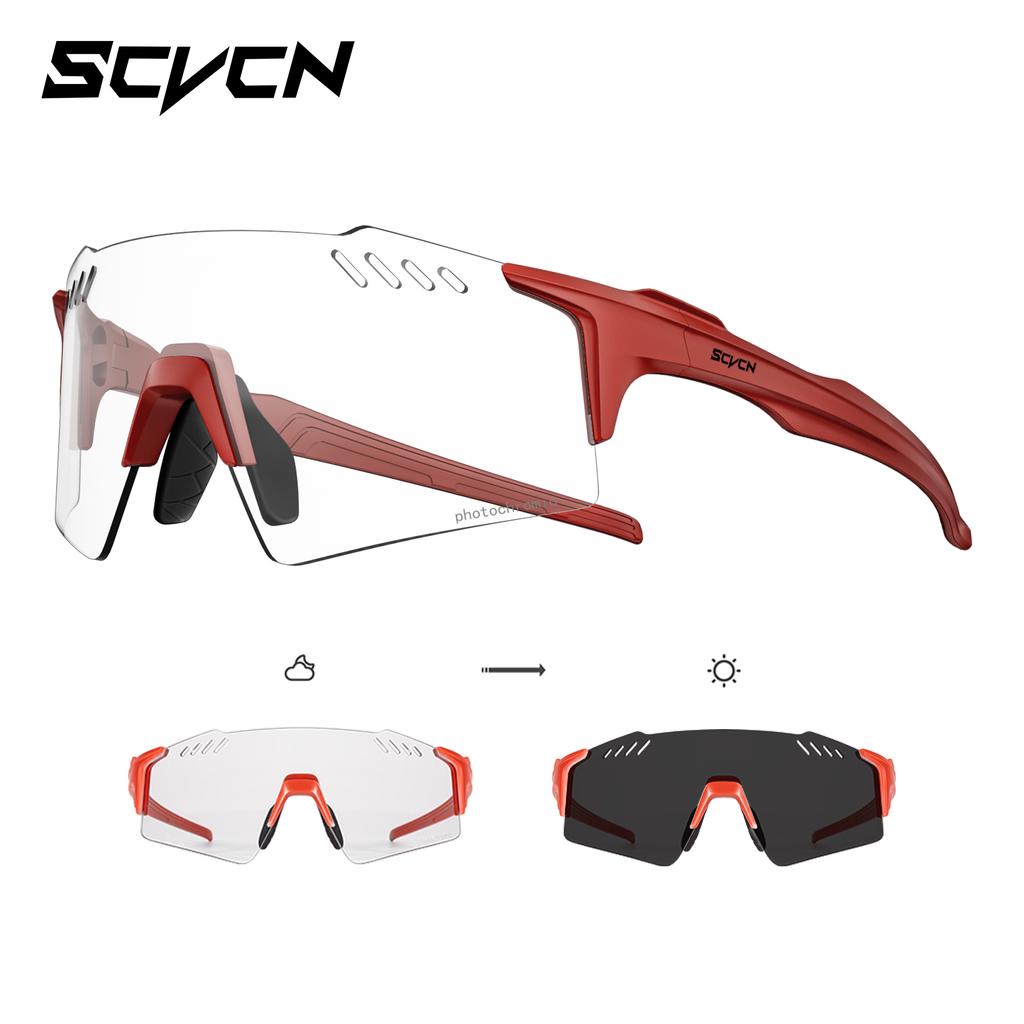 SCVCN Photochromic Hiking Eyewear Fashion Rimless Cycling Glasss Sports Running Sunglasses for Men Goggles Mtb Bicycle 1 Lens