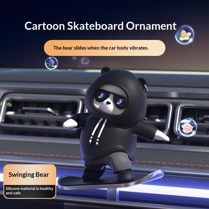 

Auto Supplies Skateboard Bear Cartoon Car Ornament Moving Bear Ornament Car Interior Decoration Ornament Supplies