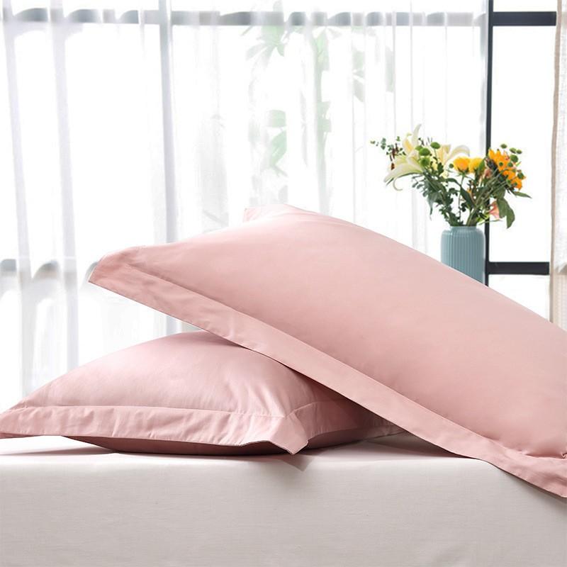 2-Pack 100% Cotton Pillowcases 48x74cm Plain Solid Color Bedding Students Home Use Soft Satin Weave