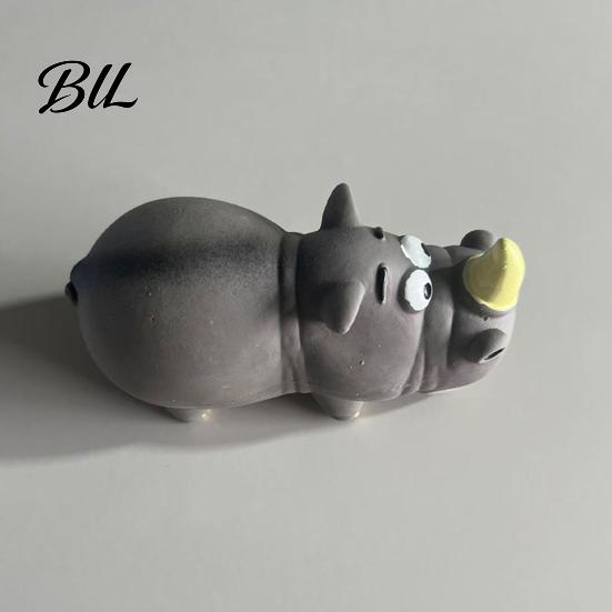 Dog Chew Toy Pet Toys Rhino Shape with Sound Design Flexible Bite-Resistant Bite-resistant Latex Teeth Cleaning Relieve Anxiety Shaped