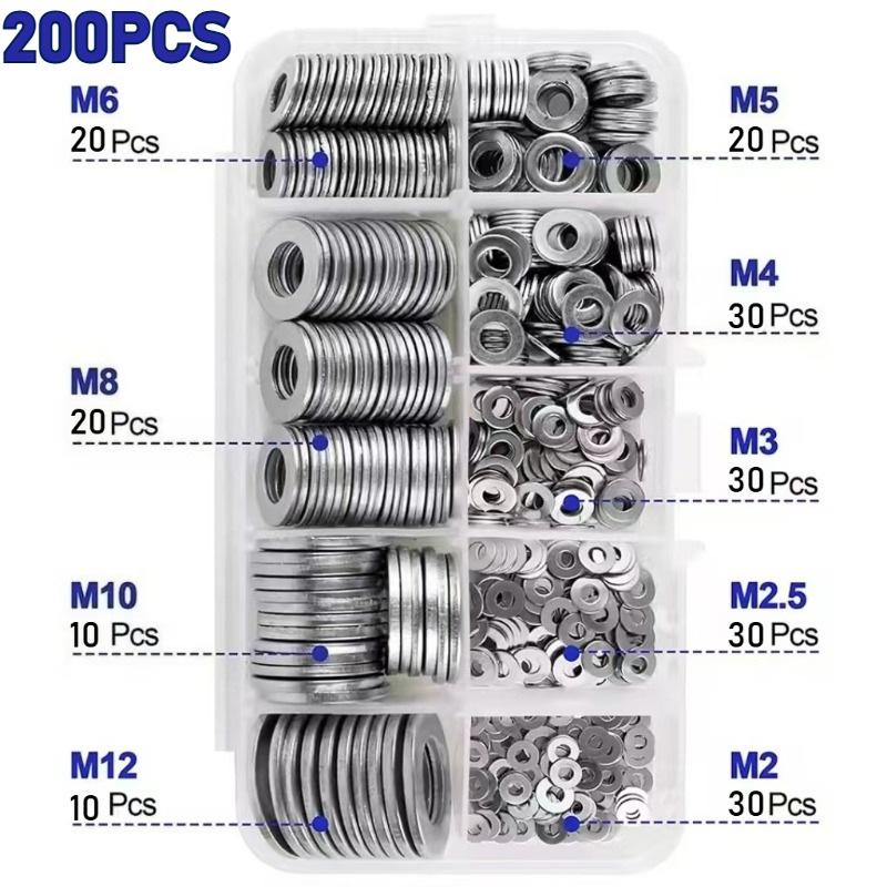 Seturi de șaibe plate 100/200/400/600 buc. - Material durabil Șaibe de etanșare O-ring cu cutie de depozitare