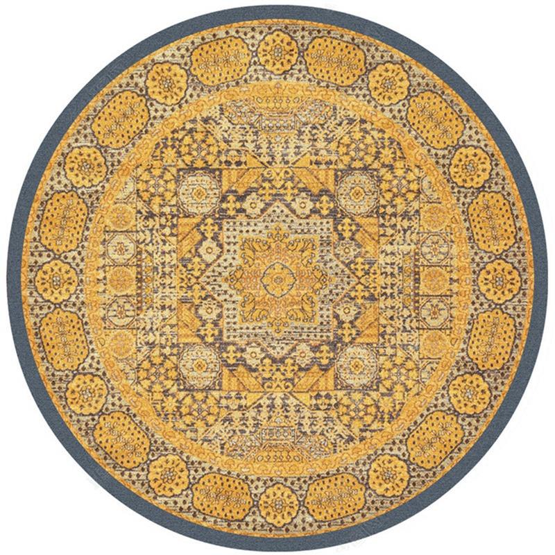 Crystal Round Boho Living Room Carpet Ethnic Style Full Cover Bedroom Study Floor Mat Home Rocking Chair Non-slip Carpet