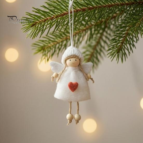 Cute Angel Figurines for Decor Plush Doll Ornaments, Christmas Fairy Girl Hanging Pendant Pastel Holiday Tree Decorations Home Decor, Party, New Year,