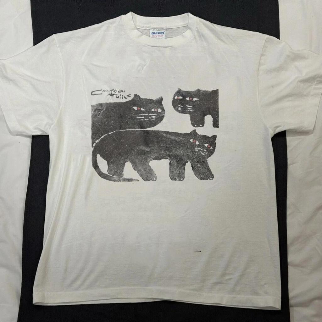 90er Cocteau Twins T-Shirt Weiß Kurzarm-Tee Seltenes Design