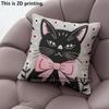 Cute Girly Black Cat Bow Throw Pillow Covers Pattern Cushion Cover Suitable For Sofa Bedroom Car Pillow Cover