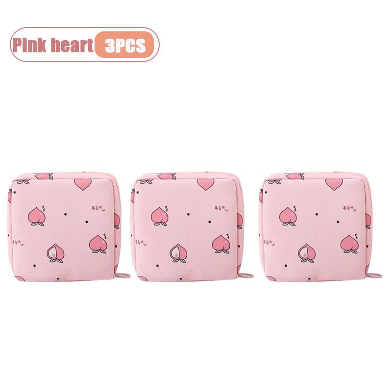 Cute Cartoon Sanitary Pad Organizer Bag for Women Girls Travel Toiletry Storage Waterproof Discrete Carry Case Cosmetic Bag